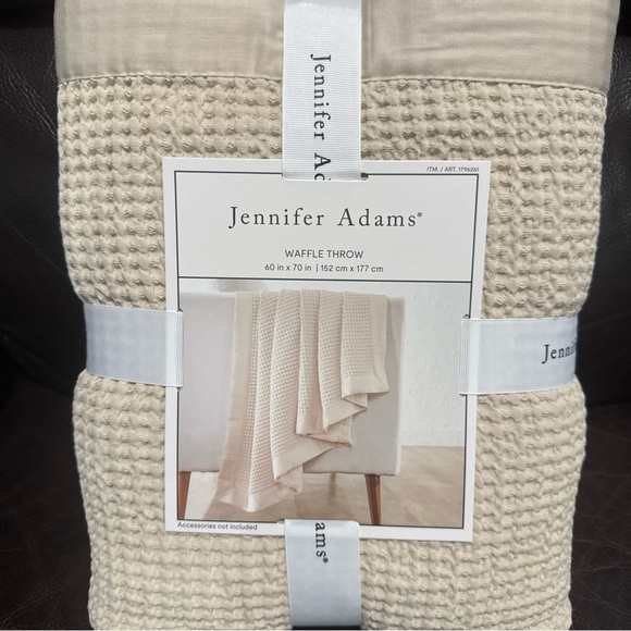 Jennifer Adams Cream Waffle Throw 60”x70” - Picture 3 of 4